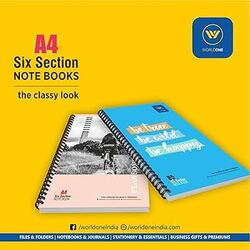 Worldone A4 Unruled 6 Subject Spiral Notebook - 300pgs